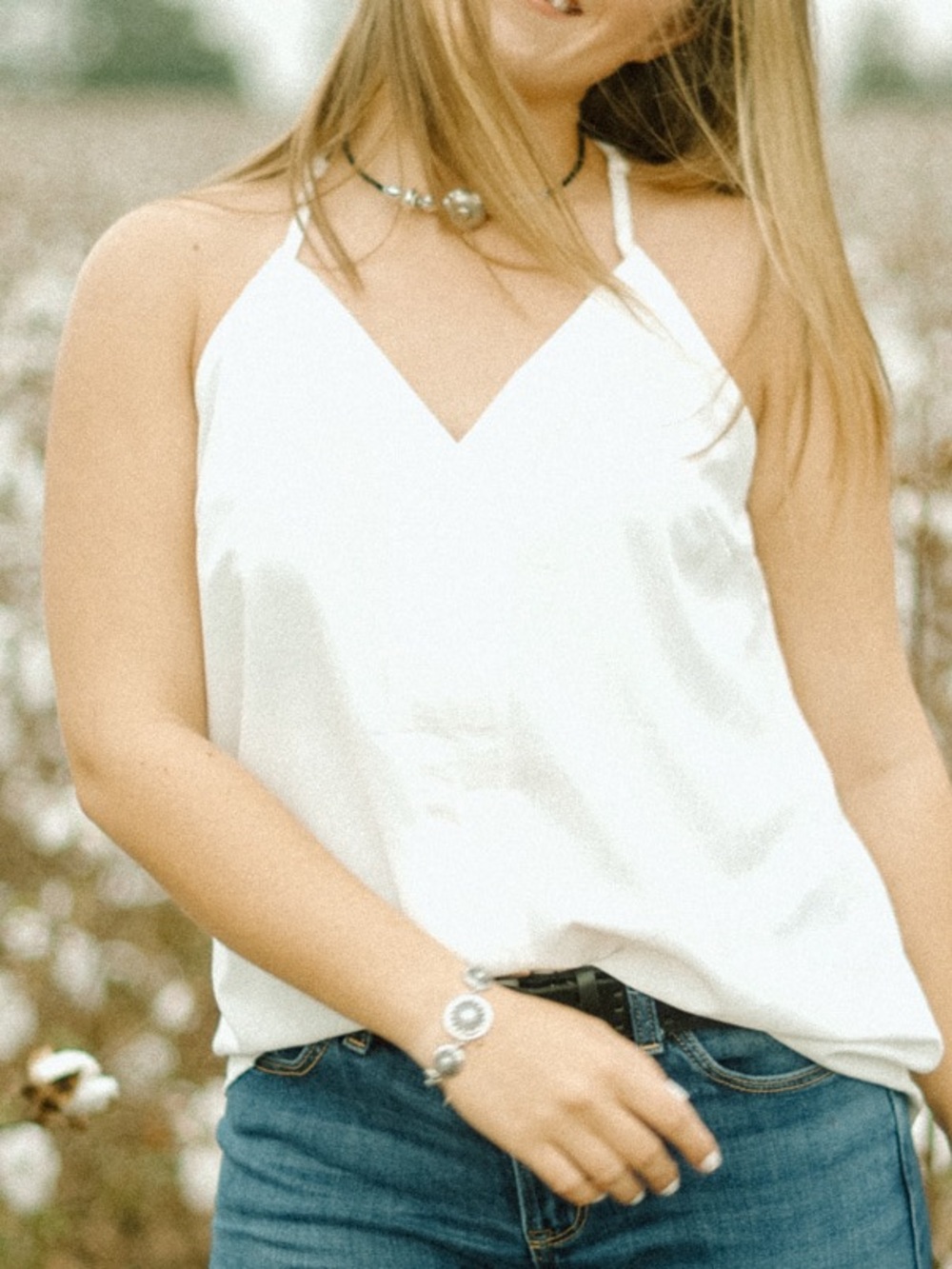 Women's V Neck Racerback Blouse - Picture 2 of 5
